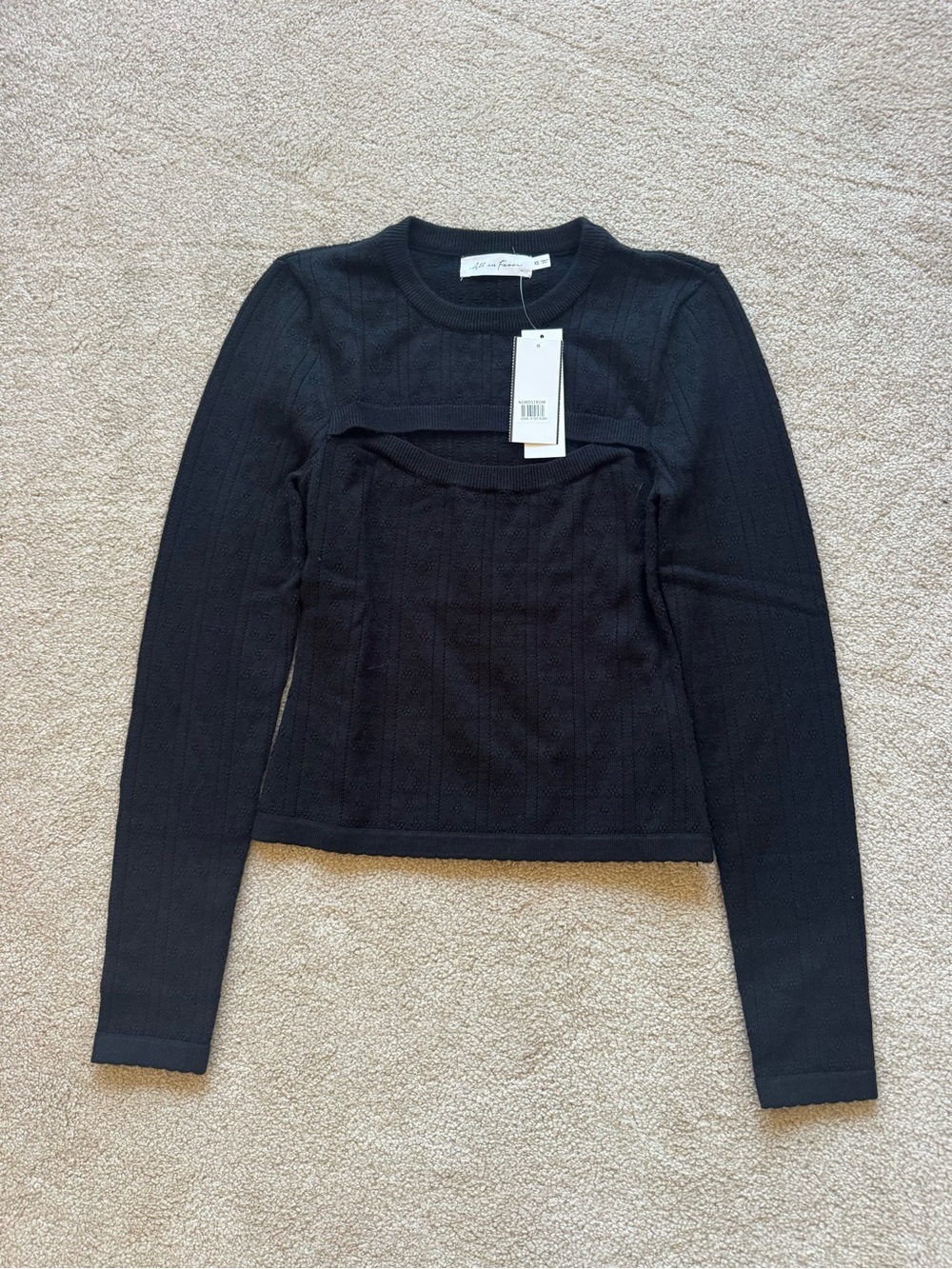 Black long sleeve knit cutout sweater
